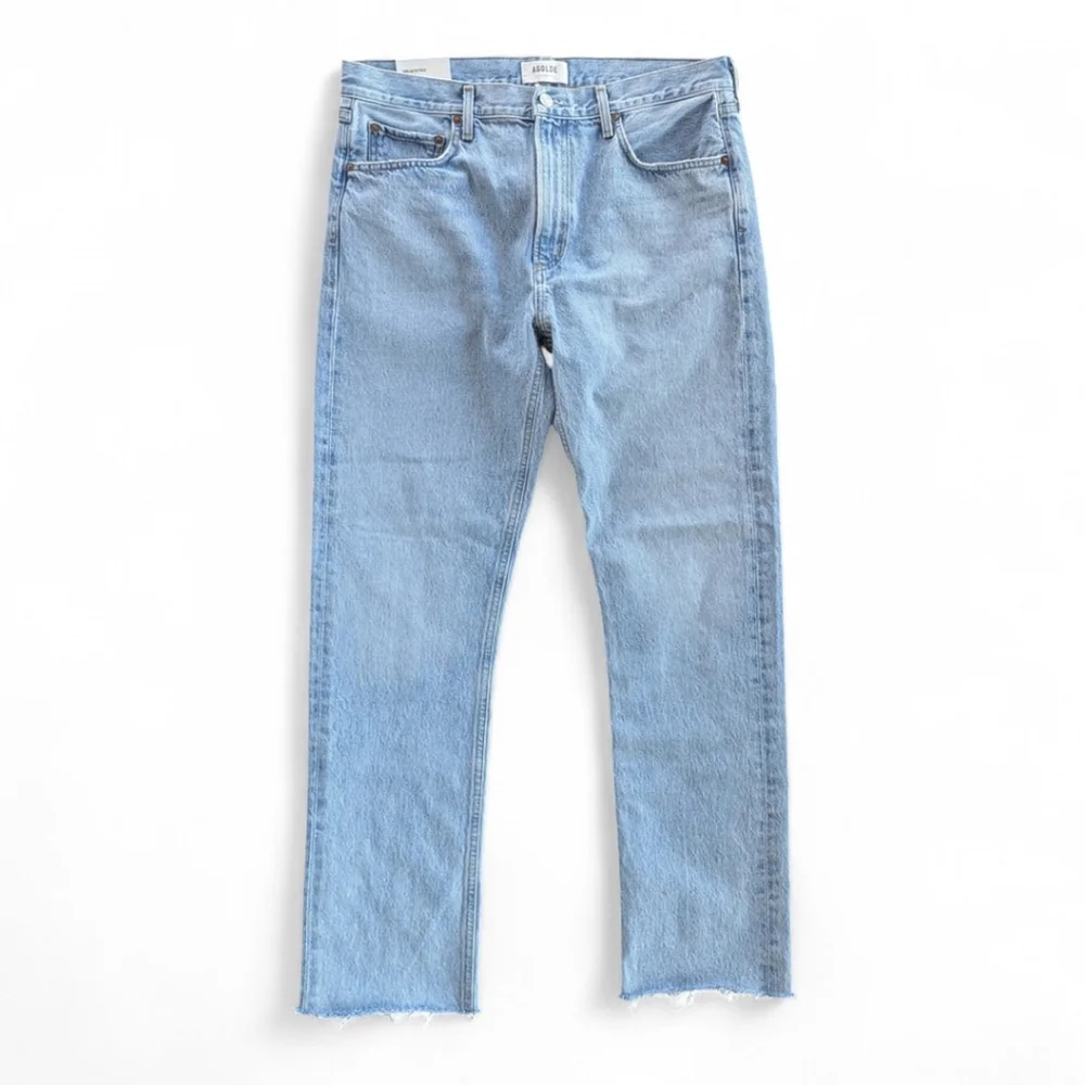 AGOLDE Women's Sz 31 Cherie High Rise Straight Leg Merit Raw Hem Jeans - Light - Picture 7 of 16